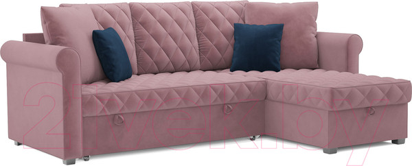 Изображение товара Диван угловой Mebel-Ars Берлин НВ-178 18 (велюр пудра)
