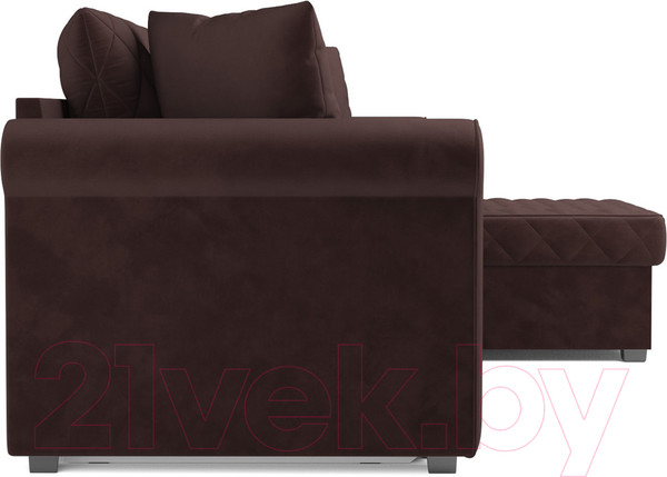 Изображение товара Диван угловой Mebel-Ars Берлин HB-178 16 (велюр шоколад)