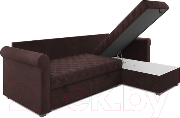 Изображение товара Диван угловой Mebel-Ars Берлин HB-178 16 (велюр шоколад)