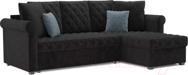 Изображение товара Диван угловой Mebel-Ars Берлин НВ-178 17 (велюр черный)