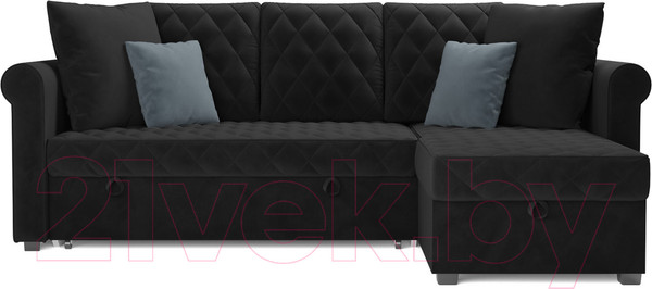 Изображение товара Диван угловой Mebel-Ars Берлин НВ-178 17 (велюр черный)