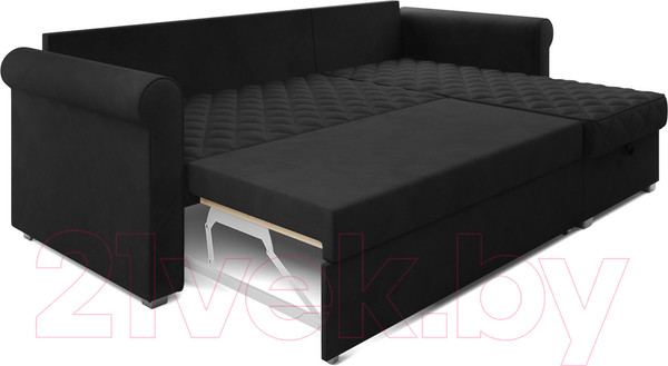 Изображение товара Диван угловой Mebel-Ars Берлин НВ-178 17 (велюр черный)