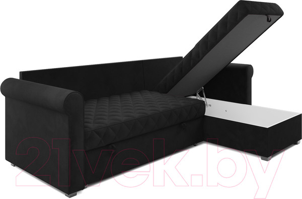 Изображение товара Диван угловой Mebel-Ars Берлин НВ-178 17 (велюр черный)