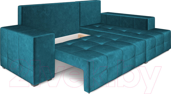 Изображение товара Диван угловой Mebel-Ars Монреаль правый (бархат сине-зеленый/Star Velvet 43 Black Green)