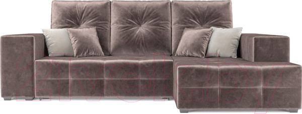 Изображение товара Диван угловой Mebel-Ars Монреаль правый (бархат серо-шоколадный/Star Velvet 60 Cofee)