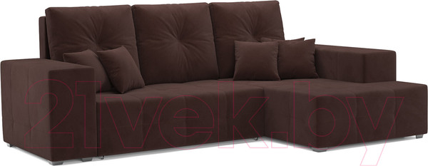 Изображение товара Диван угловой Mebel-Ars Монреаль правый (велюр шоколад НВ-178/16)