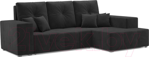 Изображение товара Диван угловой Mebel-Ars Монреаль правый (велюр черный НВ-178/17)