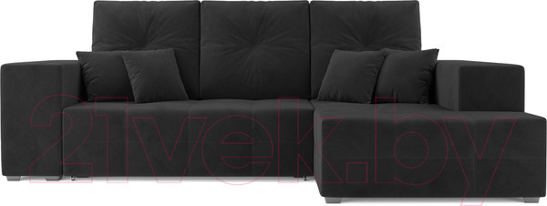 Изображение товара Диван угловой Mebel-Ars Монреаль правый (велюр черный НВ-178/17)