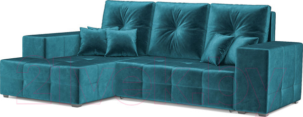Изображение товара Диван угловой Mebel-Ars Монреаль левый (бархат сине-зеленый/Star Velvet 43 Black Green)