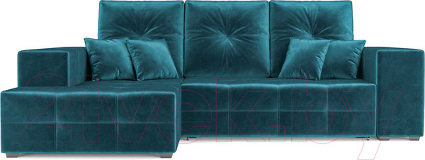 Изображение товара Диван угловой Mebel-Ars Монреаль левый (бархат сине-зеленый/Star Velvet 43 Black Green)