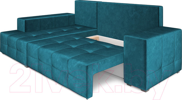 Изображение товара Диван угловой Mebel-Ars Монреаль левый (бархат сине-зеленый/Star Velvet 43 Black Green)