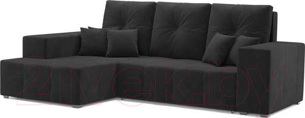 Изображение товара Диван угловой Mebel-Ars Монреаль левый (велюр черный НВ-178/17)