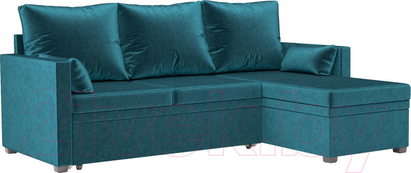 Изображение товара Диван угловой Mebel-Ars Париж (бархат сине-зеленый/Star Velvet 43 Black Green)