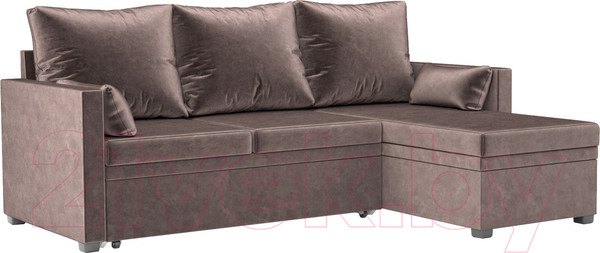 Изображение товара Диван угловой Mebel-Ars Париж (бархат серо-шоколадный/Star Velvet 60 Cofee)