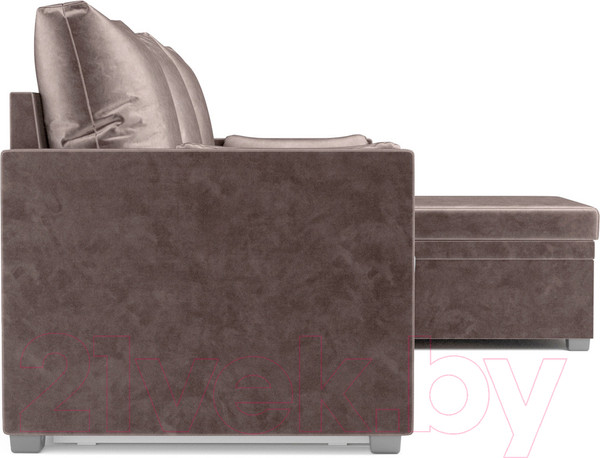 Изображение товара Диван угловой Mebel-Ars Париж (бархат серо-шоколадный/Star Velvet 60 Cofee)