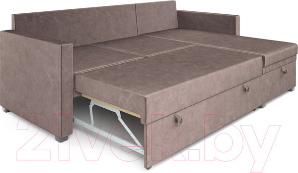 Изображение товара Диван угловой Mebel-Ars Париж (бархат серо-шоколадный/Star Velvet 60 Cofee)