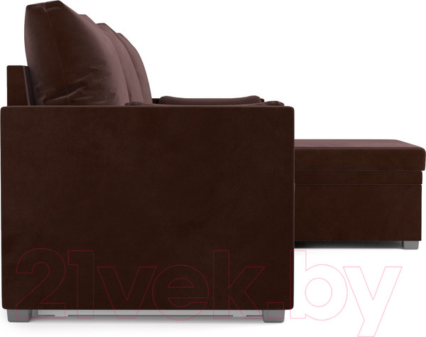Изображение товара Диван угловой Mebel-Ars Париж (велюр шоколад HB-178 16)