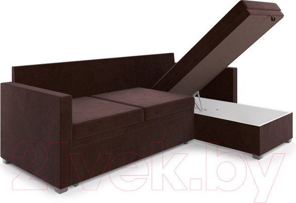 Изображение товара Диван угловой Mebel-Ars Париж (велюр шоколад HB-178 16)