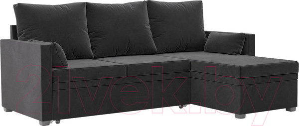 Изображение товара Диван угловой Mebel-Ars Париж (велюр черный НВ-178 17)