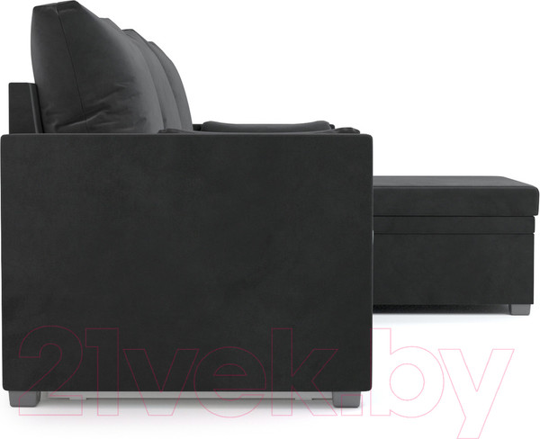 Изображение товара Диван угловой Mebel-Ars Париж (велюр черный НВ-178 17)
