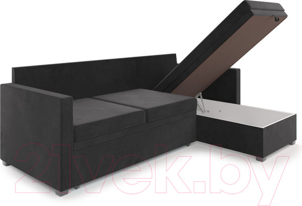 Изображение товара Диван угловой Mebel-Ars Париж (велюр черный НВ-178 17)