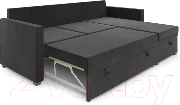 Изображение товара Диван угловой Mebel-Ars Париж (велюр черный НВ-178 17)