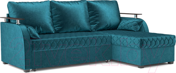 Изображение товара Диван угловой Mebel-Ars Токио (бархат сине-зеленый/Star Velvet 43 Black Green)