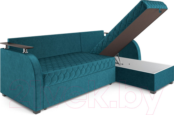 Изображение товара Диван угловой Mebel-Ars Токио (бархат сине-зеленый/Star Velvet 43 Black Green)