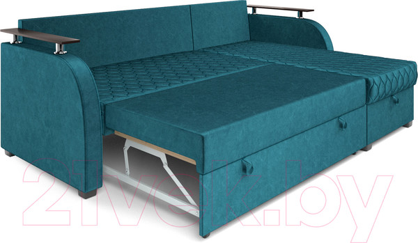 Изображение товара Диван угловой Mebel-Ars Токио (бархат сине-зеленый/Star Velvet 43 Black Green)