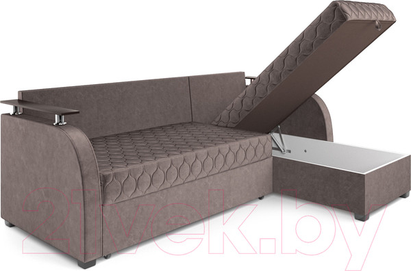 Изображение товара Диван угловой Mebel-Ars Токио (бархат серо-шоколадный/Star Velvet 60 Cofee)