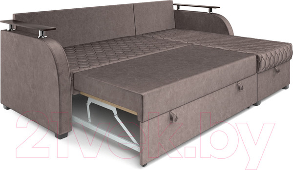 Изображение товара Диван угловой Mebel-Ars Токио (бархат серо-шоколадный/Star Velvet 60 Cofee)