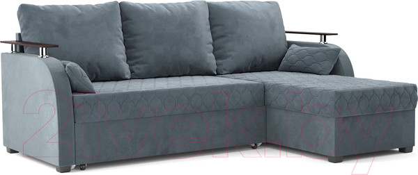 Изображение товара Диван угловой Mebel-Ars Токио (велюр серо-синий HB-178 26)