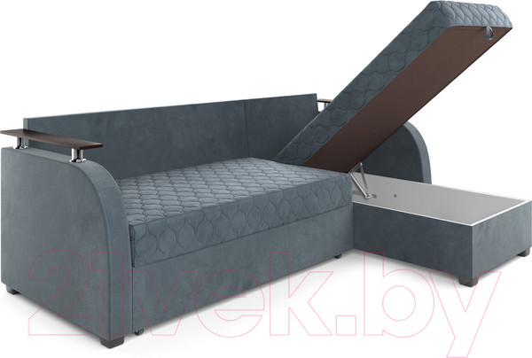 Изображение товара Диван угловой Mebel-Ars Токио (велюр серо-синий HB-178 26)