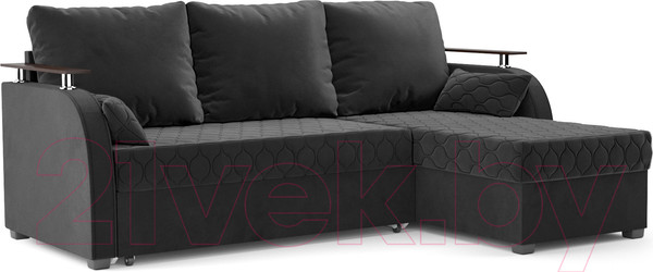 Изображение товара Диван угловой Mebel-Ars Токио (велюр черный НВ-178 17)
