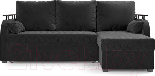 Изображение товара Диван угловой Mebel-Ars Токио (велюр черный НВ-178 17)
