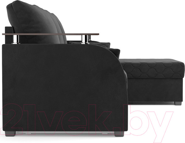 Изображение товара Диван угловой Mebel-Ars Токио (велюр черный НВ-178 17)