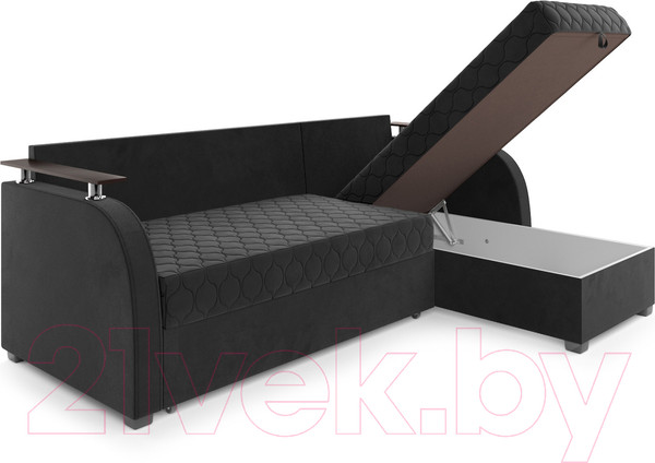 Изображение товара Диван угловой Mebel-Ars Токио (велюр черный НВ-178 17)
