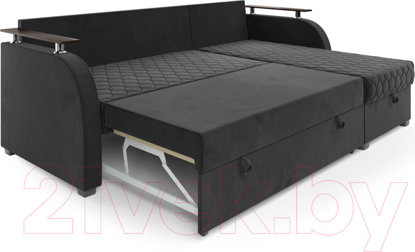 Изображение товара Диван угловой Mebel-Ars Токио (велюр черный НВ-178 17)