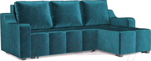 Изображение товара Диван угловой Mebel-Ars Берн (бархат сине-зеленый/star velvet 43 black green)