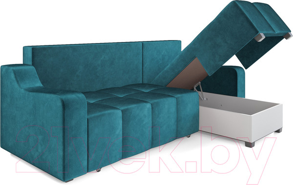 Изображение товара Диван угловой Mebel-Ars Берн (бархат сине-зеленый/star velvet 43 black green)