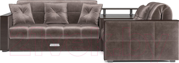 Изображение товара Диван угловой Mebel-Ars Прага (бархат серо-шоколадный/Star Velvet 60 Cofee)