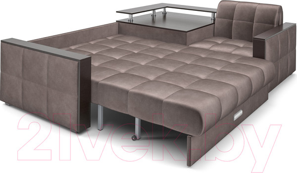 Изображение товара Диван угловой Mebel-Ars Прага (бархат серо-шоколадный/Star Velvet 60 Cofee)