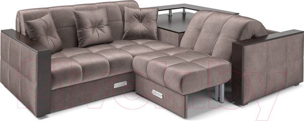 Изображение товара Диван угловой Mebel-Ars Прага (бархат серо-шоколадный/Star Velvet 60 Cofee)