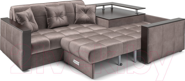 Изображение товара Диван угловой Mebel-Ars Прага (бархат серо-шоколадный/Star Velvet 60 Cofee)