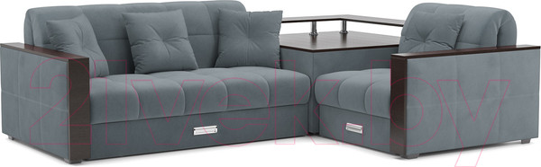 Изображение товара Диван угловой Mebel-Ars Прага (велюр серо-синий HB-178 26)
