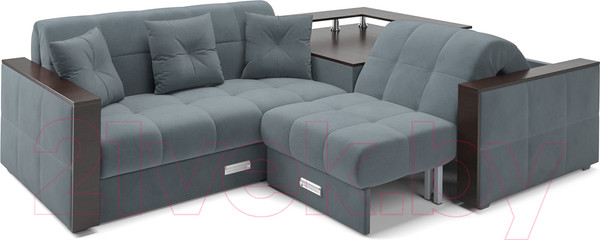 Изображение товара Диван угловой Mebel-Ars Прага (велюр серо-синий HB-178 26)