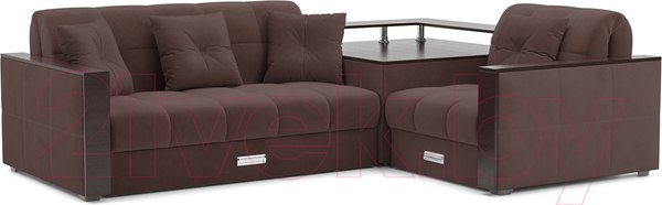 Изображение товара Диван угловой Mebel-Ars Прага (велюр шоколад HB-178 16)