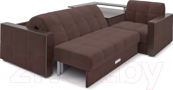 Изображение товара Диван угловой Mebel-Ars Прага (велюр шоколад HB-178 16)