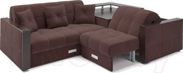 Изображение товара Диван угловой Mebel-Ars Прага (велюр шоколад HB-178 16)