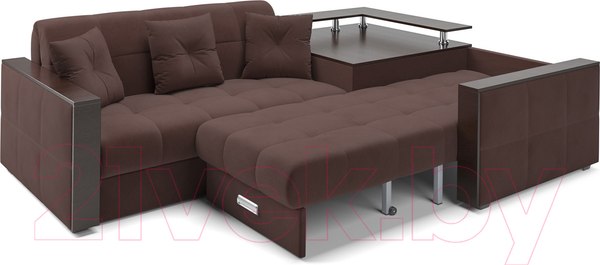 Изображение товара Диван угловой Mebel-Ars Прага (велюр шоколад HB-178 16)